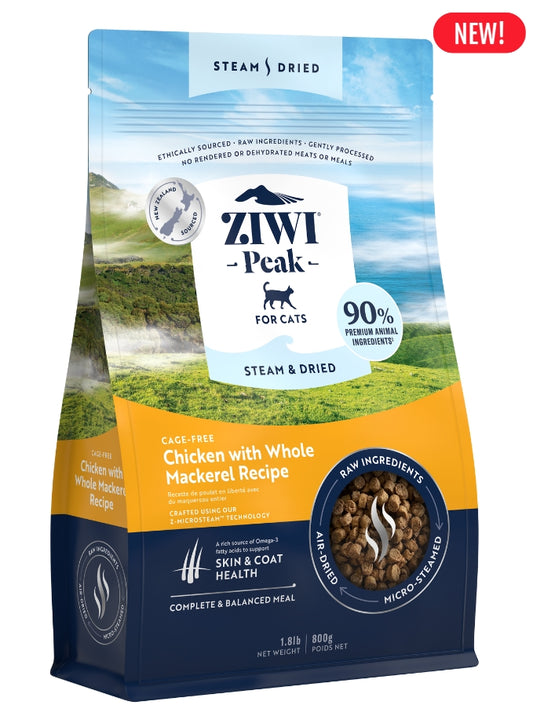 ZIWI Peak Steam & Dried Cat Food – Cage-Free Chicken & Whole Mackerel