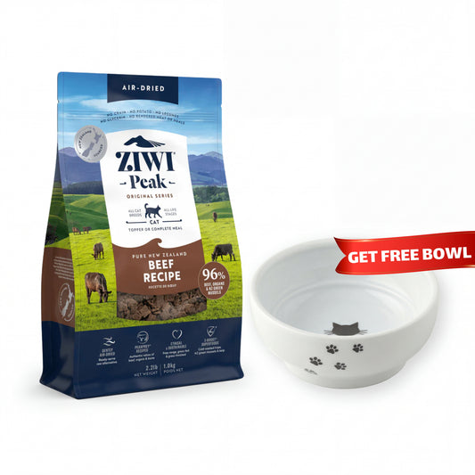 Ziwi Peak Air-Dried Beef Cat Food Bundle (Includes FREE Necoichi Anti-Spill Bowl!)