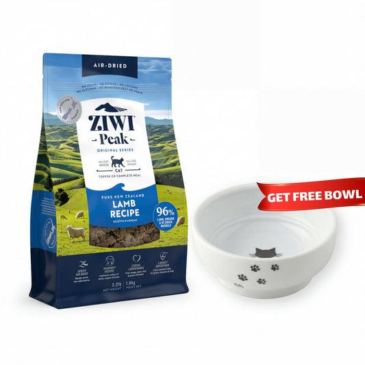 Ziwi Peak Air-Dried Lamb Cat Food Bundle (Includes FREE Necoichi Anti-Spill Bowl!)