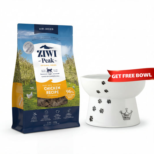 Ziwi Peak Air-Dried Chicken Cat Food Bundle (Includes FREE Necoichi Raised Bowl!)