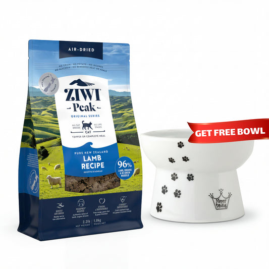 Ziwi Peak Air-Dried Lamb Cat Food Bundle (Includes FREE Necoichi Raised Bowl!)
