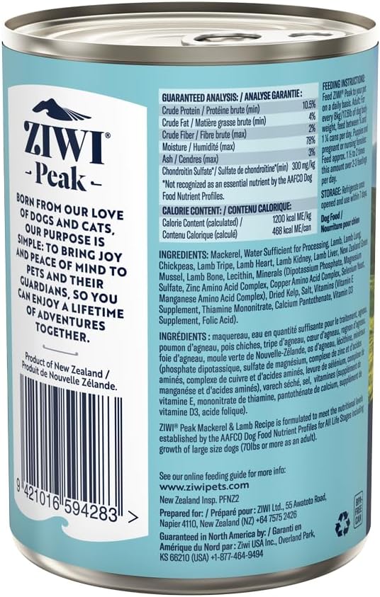 Ziwi Peak Canned Dog  Mackerel & Lamb Flavour
